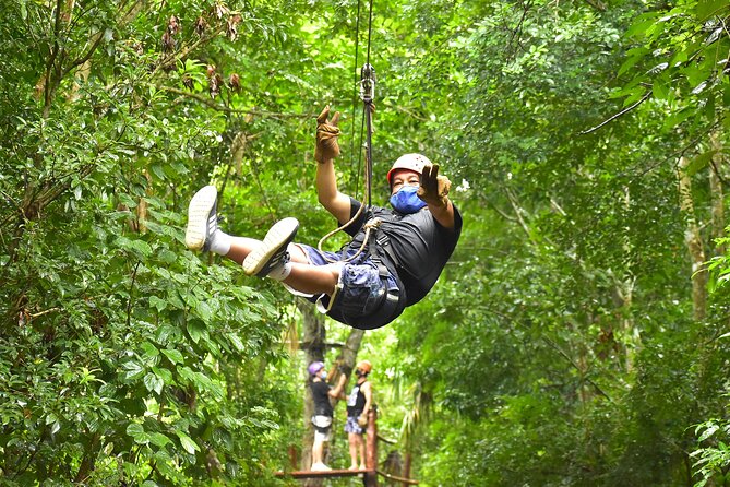 ATV Combo Horseback Riding, ATV, Ziplines, Cenote and Lunch - Ziplines through the trees