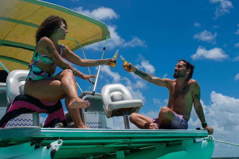 Bacalar: 3-hr Pontoon Boat Tour with Beach Club + Kayaks - The Pirate Canal: photos, swimming, and a cold drink