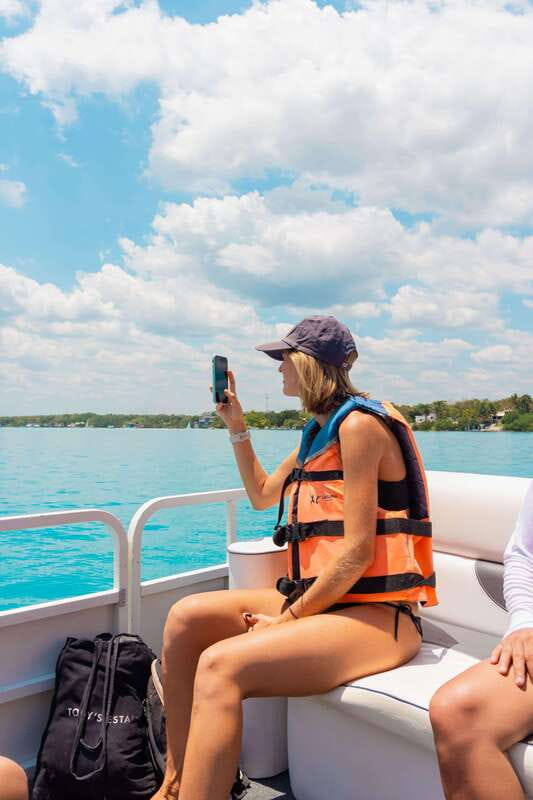 Bacalar: Lake of Seven Colors Pontoon Tour with Fruit - Black Cenote, also called the Witch Cenote