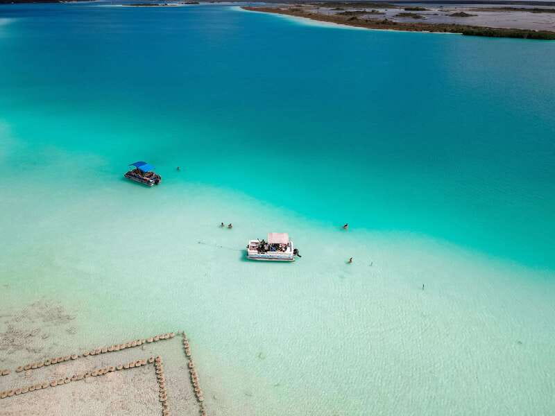 Bacalar: Lake of Seven Colors Pontoon Tour with Fruit - Emerald Cenote and Cocalitos Cenote