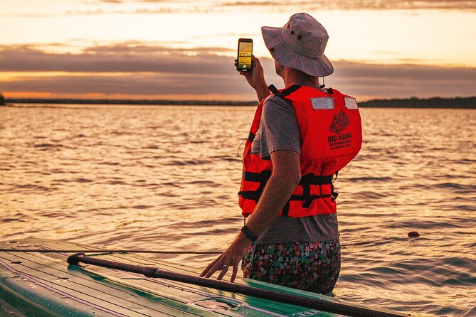 Bacalar Sunrise Stand Up Paddleboard Tour with Breakfast & Photos - Balneario Ecológico and the return route