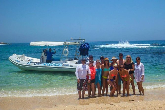 Beach Hopper Small-Group Snorkeling Tour in Los Cabos - Getting on the zodiac at Cabo Marina