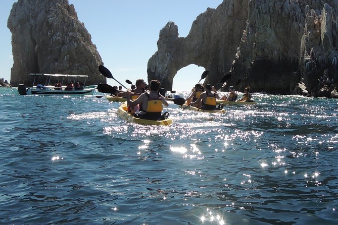Los Cabos Arch and Playa del Amor Tour by Glass Bottom Kayak - Pelican Rock and the snorkeling stop
