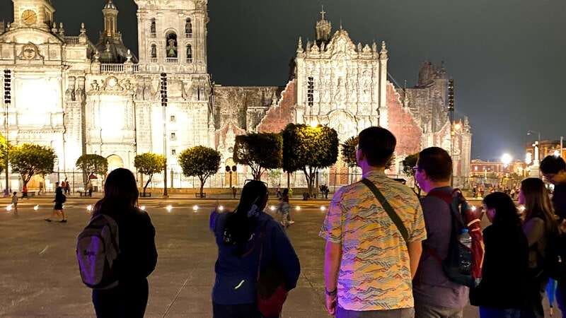 Mexico City at Night Walking tour with optional Torre Latino - The Zócalo, Cathedral, and National Palace