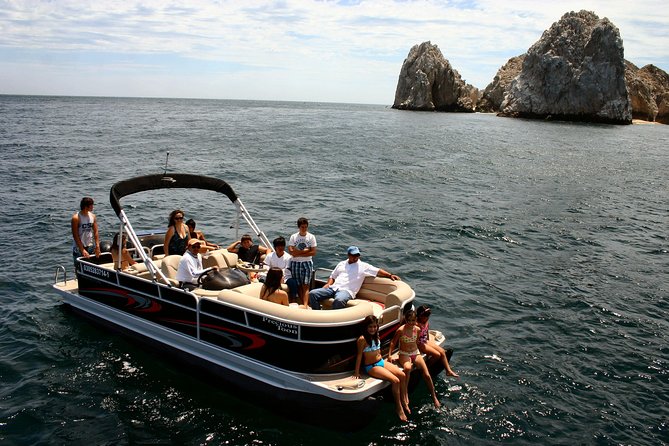 Private Luxury Pontoon Boat, Snorkel, Arch, Sunset & byond - Cruising toward Land’s End and the Arch