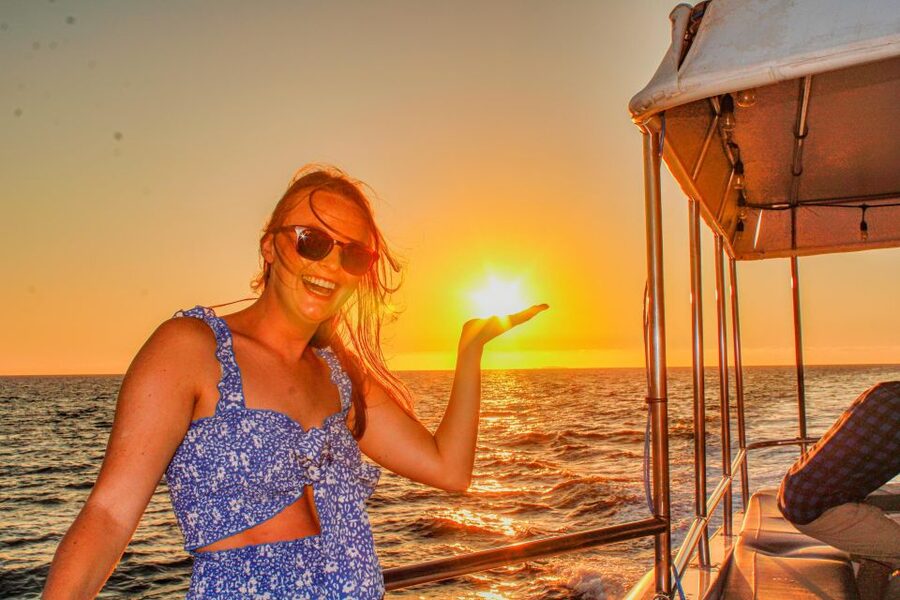 Puerto Vallarta: Mega Yacht Whale Watching Sunset Cruise - Sunset over the bay