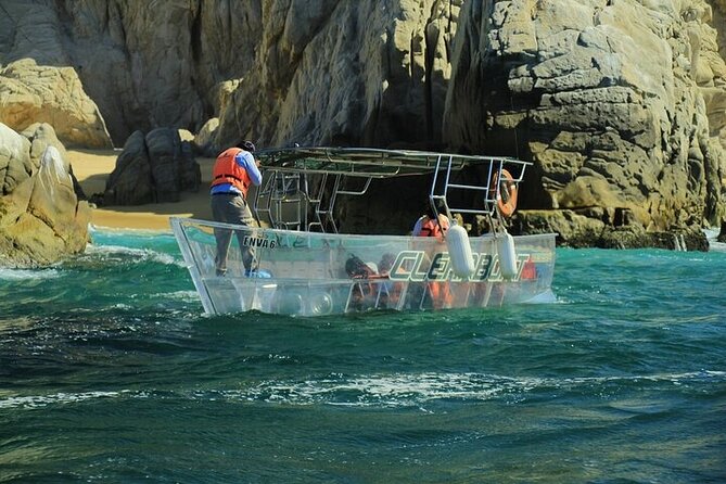 Tour to Arch in the only Clear Boat in Cabo Cruise Hotel PICKUP! - Lovers Beach and the Pacific Side